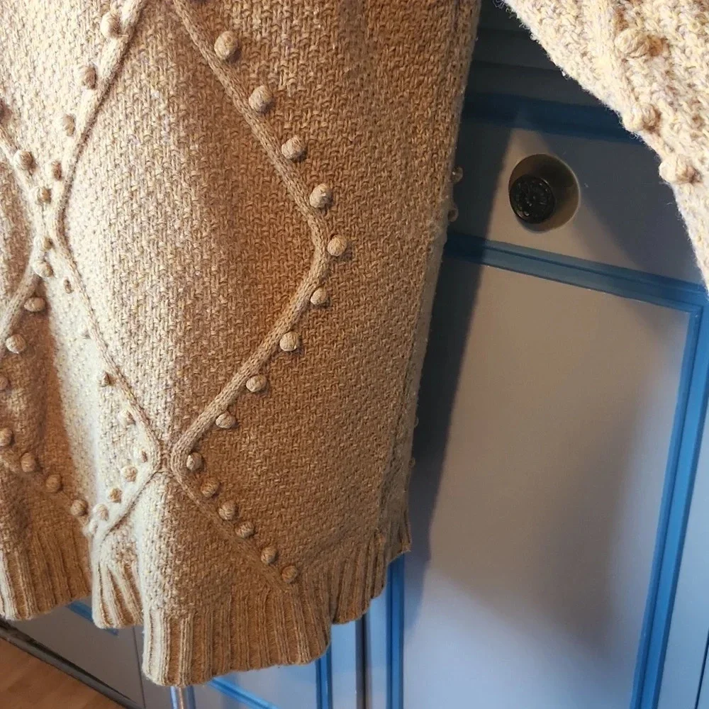 Anthropologie Moth Yellow Pom Pom Knit Sweater - Picture 9 of 15